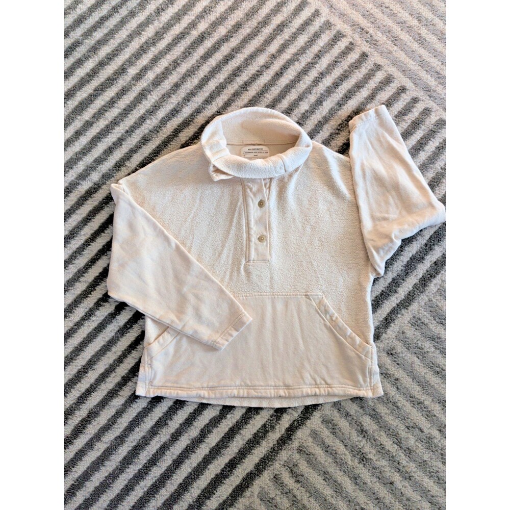 REI Cooperative Hemp Cotton Terry Pullover Sweatshirt Cream Size S